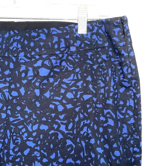 Ann Taylor Chelsea Crop Black & Blue Printed High Rise Pants 10 Women’s - Picture 2 of 13